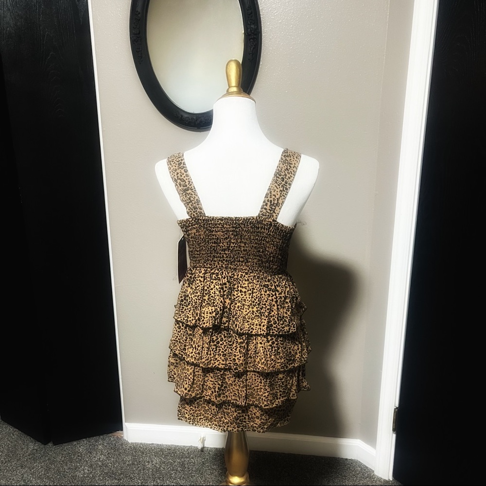 Cheetah Print Ruffle Mini Dress - Picture 2 of 6